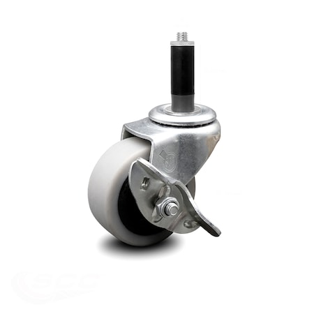 Service Caster 2 Inch Thermoplastic Rubber Wheel 1 Inch Expanding Stem Caster with Brake SCC-EX05S210-TPRS-SLB-1